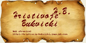 Hristivoje Bukvički vizit kartica